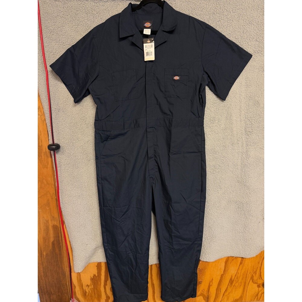 DICKIES Coveralls Mens Extra Large SHORT Blue Workwear Mechanic 33999DN
